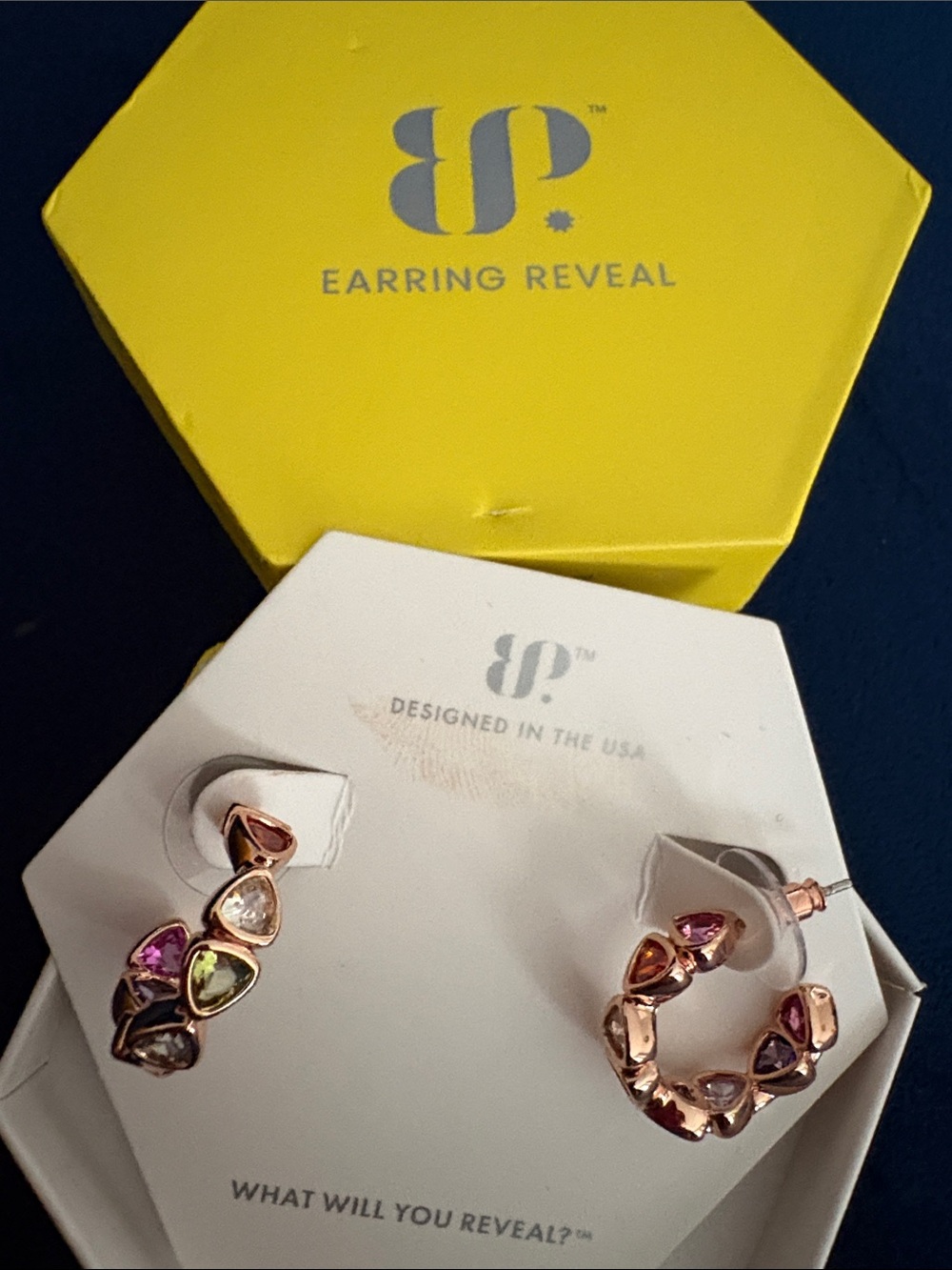 Rose Gold Multicolor Gemstone Hoop Earrings by Earring Reveal
